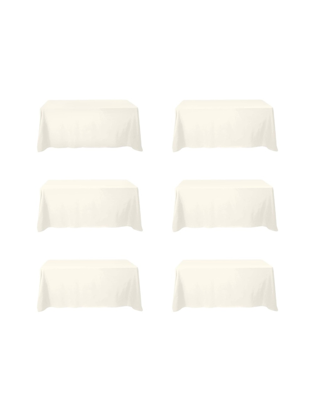 Cream Tablecloth Set of 6 - Elegant Dining Linen Polyester Rectangular 90x132”